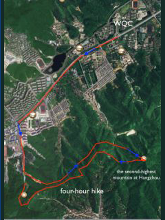 Map of 4-hour hiking trail near WQC